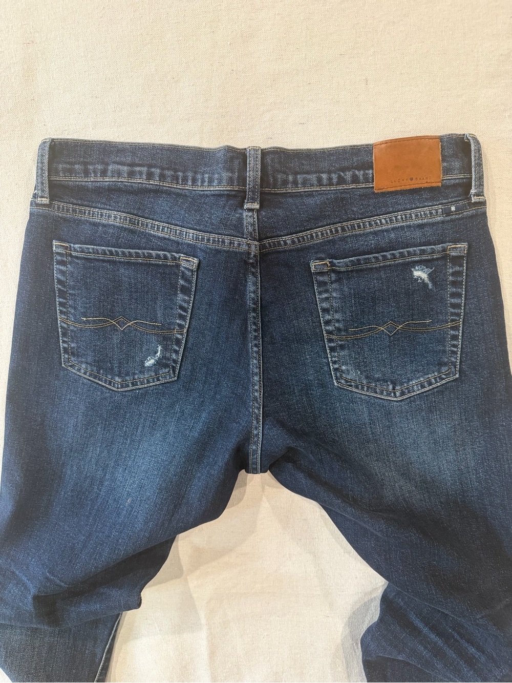 Lucky Brand Men's Skinny Ripped Dark Blue Jeans - Picture 5 of 10